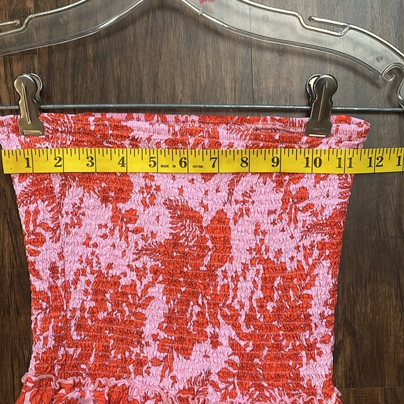 Anthropologie Abel the Label Bondi Smocked Strapless Maxi Dress pink orange M - Picture 8 of 14